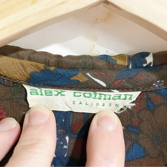 Alex Colman Vintage Brown Medium A Line 50s 60s Button Front Day Dress MIDI - Picture 4 of 10